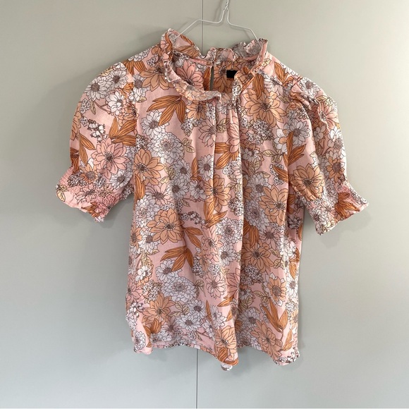 J.CREW Smocked puff-sleeve linen top in zinnia floral BG323 - Picture 2 of 6